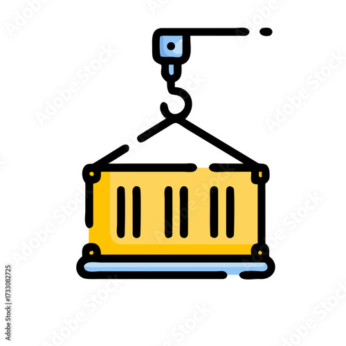 Dynamic shipping container lifted by industrial crane symbolizing global logistics and international trade operations