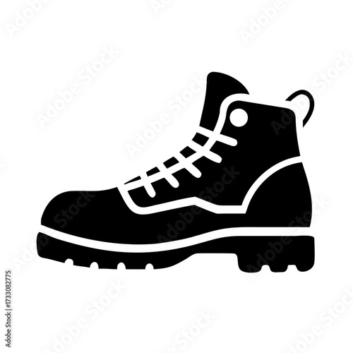 Durable black work boot silhouette for construction, hiking, and outdoor adventure, offering robust protection and reliable grip for any challenging terrain.
