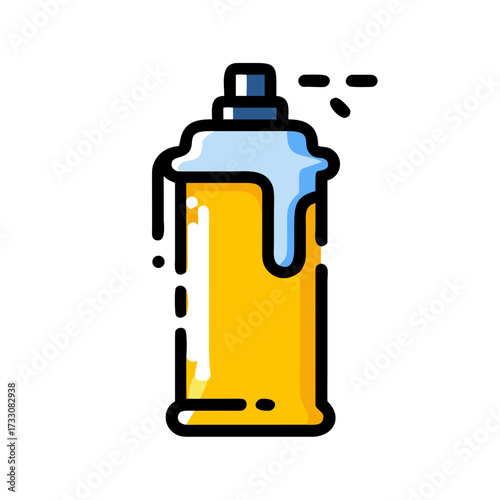 Vibrant spray paint can icon, perfect for art projects, graffiti, and urban design themes, adding a dynamic splash of color.