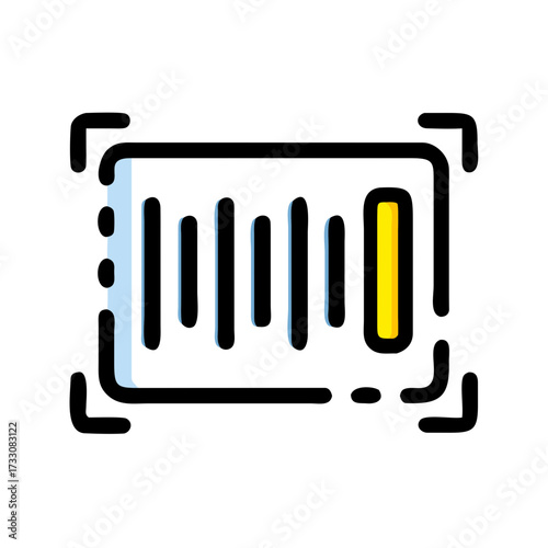 Modern barcode scanner icon symbolizing retail, commerce, and identification with a clean, vibrant design for digital platforms