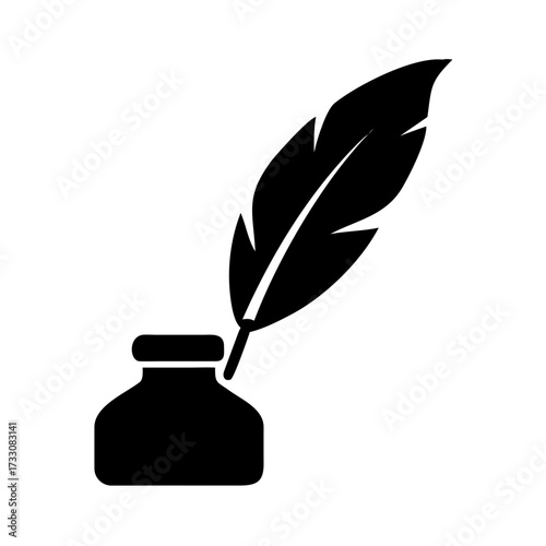 Elegant quill pen poised over classic inkwell, symbolizing creativity, writing, and historical communication for artistic projects.