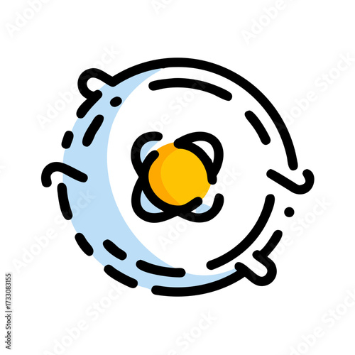 Dynamic atom nucleus with orbiting electrons symbolizing science, research, and atomic structure for innovative projects