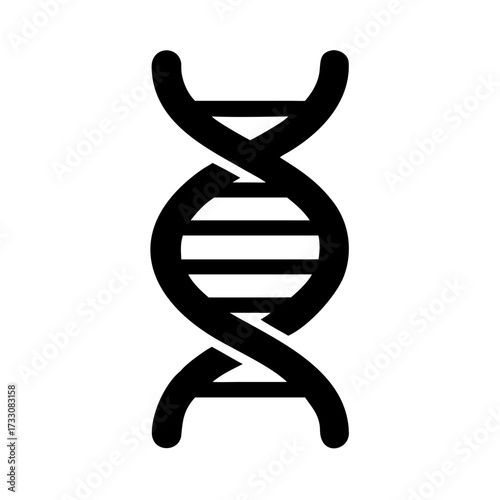 Striking black DNA helix icon symbolizing life, genetics, and scientific discovery for innovative projects and research