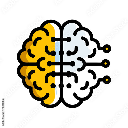 Dynamic AI brain icon symbolizing intelligence, learning, and technological advancement for modern concepts