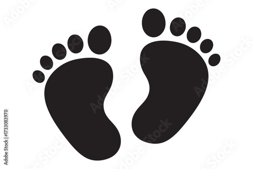 Silhouette of baby footprints isolated on white background, symbolizing innocence, new beginnings, and the precious journey of childhood, perfect for sentimental designs vector illustration