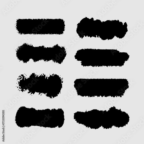 Dynamic set of artistic black brush strokes, perfect for adding grunge textures and expressive vector graphic elements to modern designs