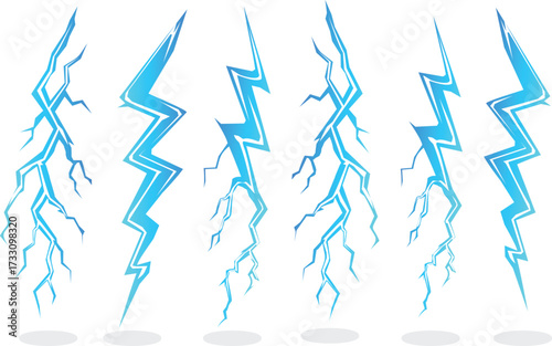  Cartoon lightning, clip Art of Cartoon lightning vectors set, comic thunderbolt, Magic power game elements