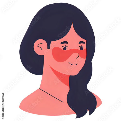 Illustration of a woman with sun protection on her face