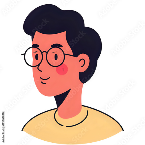 Illustration of a man with glasses and a yellow shirt