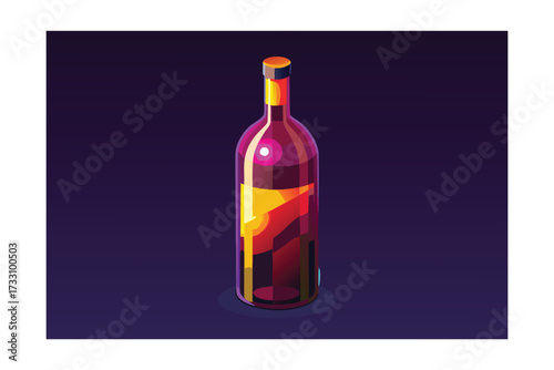 bottle of wine and glass drink set vector design icon symbol logo