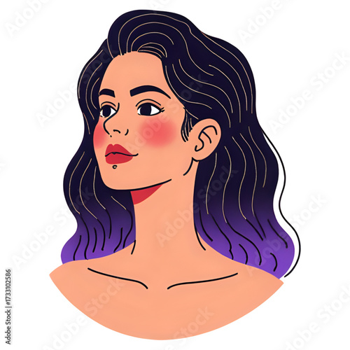 Portrait of a woman with dark hair and fair skin tone