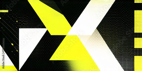 Abstract yellow and black triangles make for a striking background. Light. Grunge backgrounds. Graphic material.	