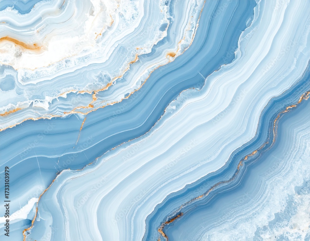 Fototapeta premium Abstract Blue and White Agate Pattern with Gold Veins Elegant Background Texture for Interior Design and Decorative Art with Liquid Marble Effect