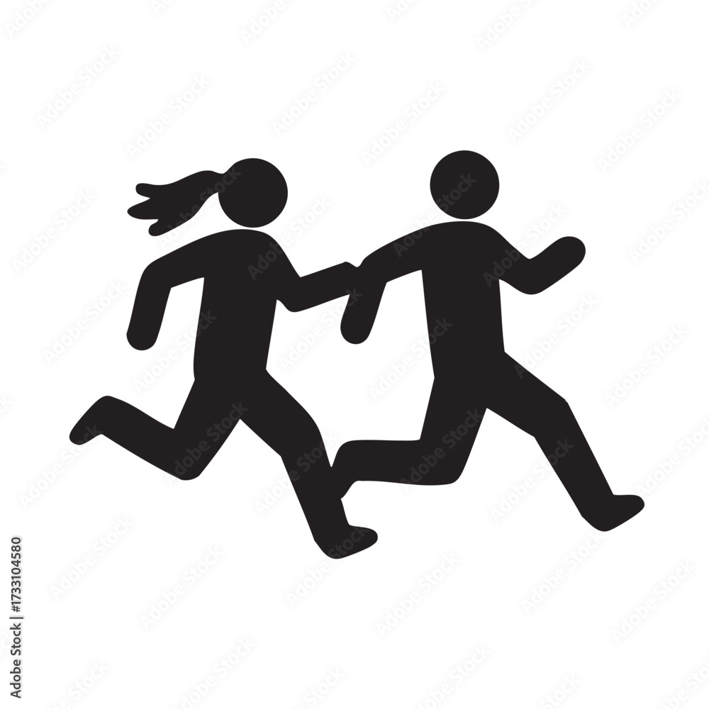 Naklejka premium Black running&nbsp;man silhouette vector illustration of sport athlete people in action and sprint training