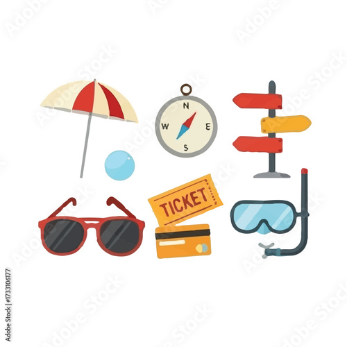 Summer Holiday and Travel Icons Vector