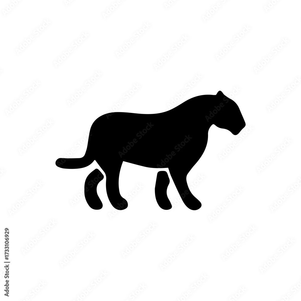 Fototapeta premium Black Panther Silhouette A Bold Graphic Representation of a Powerful Feline on a White Backdrop