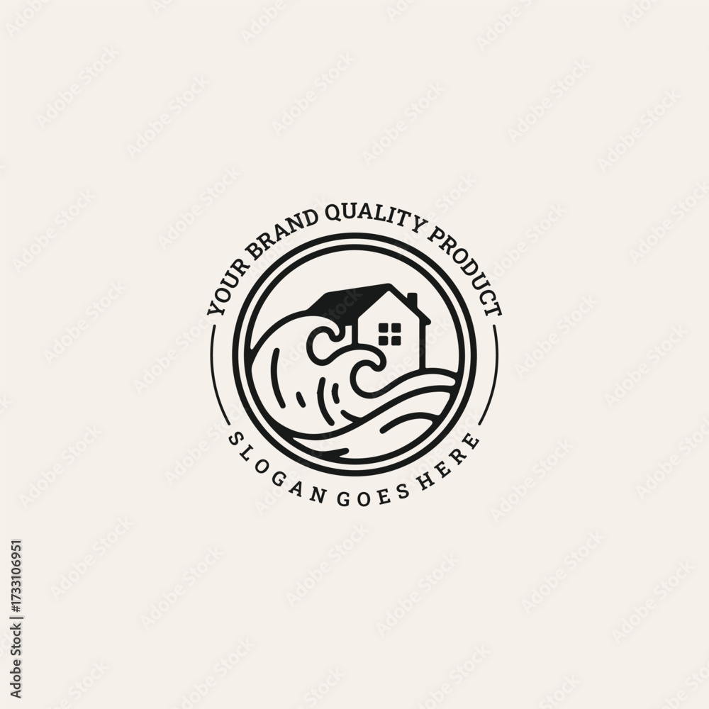 Fototapeta premium House wave logo vector icon illustration