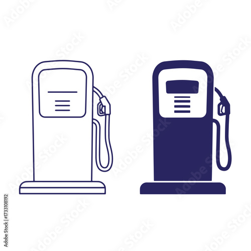 Vector illustration of a simple gas pump design in two different color styles