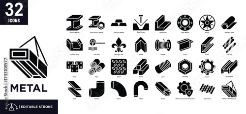 Metal glyph icon set