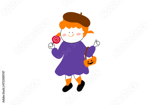 ハロウィンを楽しむ女の子のイラスト素材