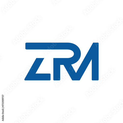 The image shows a flat monogram logo design of an initial letter ZRM in blue color that looks clean and bold on a white background for general purposes