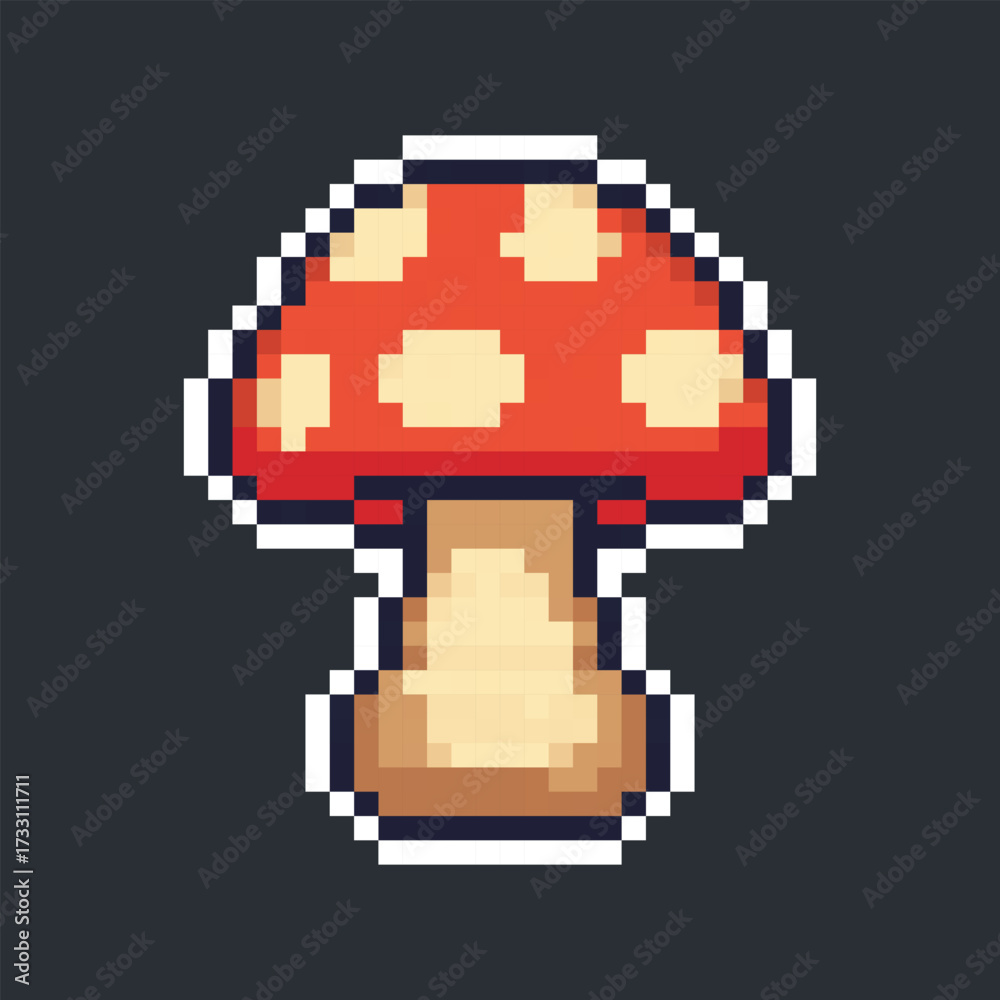 Obraz premium toadstool mushroom in pixel art style
