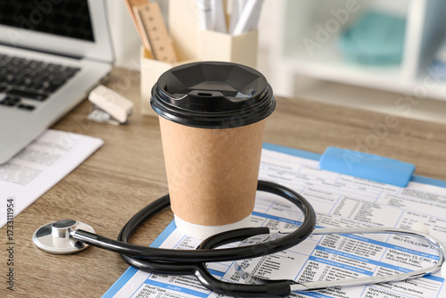 Medical professional's desk...