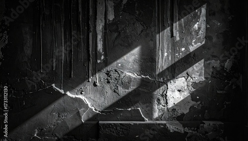 Abstract Black and White Wall with Light and Shadows Texture
