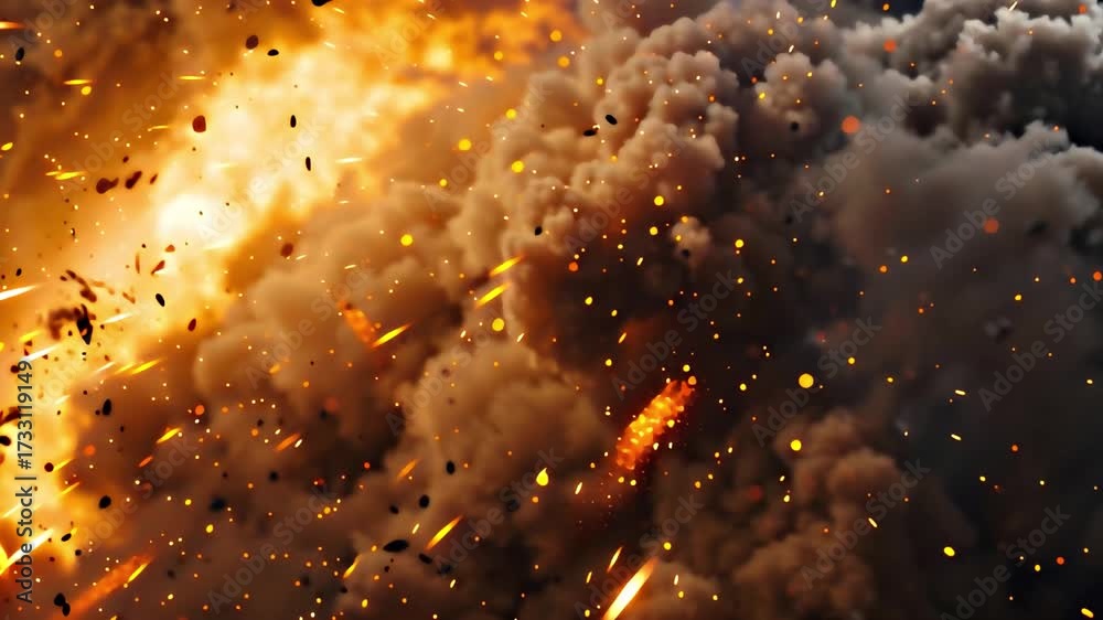 Powerful cinematic slow motion explosion with fire and smoke, dramatic visual effect for action, war, or disaster scenes