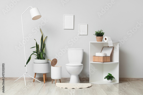 Interior of light restroom ...