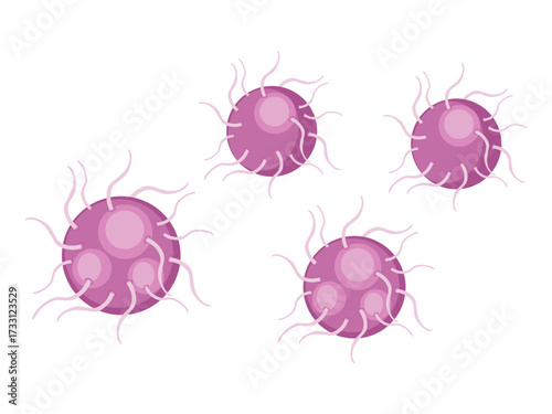 Microscopic Illustration of Gonorrhea Bacteria Cells in Purple Tones