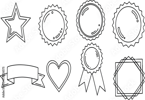 Hand drawn collection of doodle frames badges and labels.