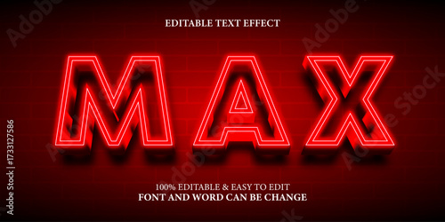 Editable text effect red neon,glow text style