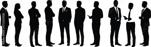 Wallpaper Mural Silhouettes of business professionals standing, corporate teamwork, office colleagues, leadership, management discussion, professional communication, human resources, staff meeting, career success Torontodigital.ca