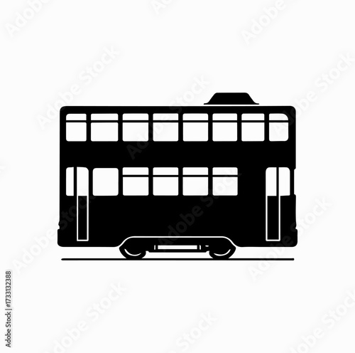 Hong Kong Tram (Ding Ding) Silhouette – Iconic Double-Decker City Transport