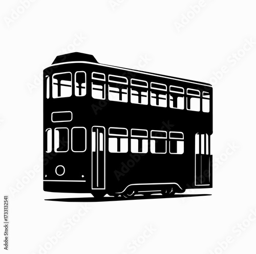 Hong Kong Tram (Ding Ding) Silhouette – Iconic Double-Decker City Transport