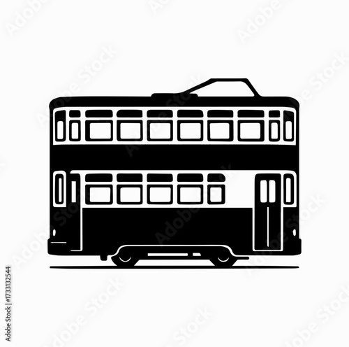 Hong Kong Tram (Ding Ding) Silhouette – Iconic Double-Decker City Transport
