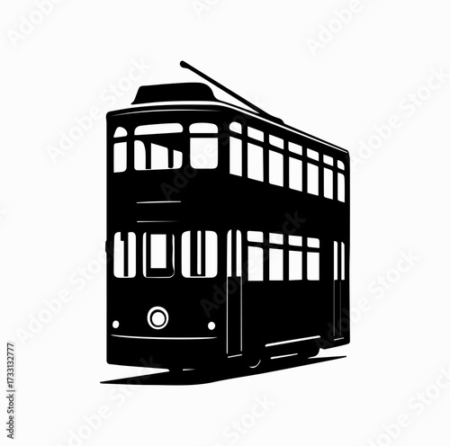 Hong Kong Tram (Ding Ding) Silhouette – Iconic Double-Decker City Transport
