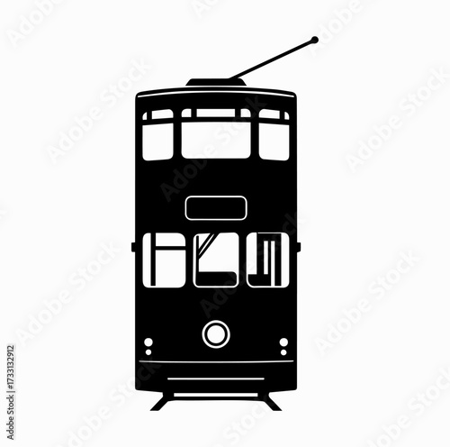 Hong Kong Tram (Ding Ding) Silhouette – Iconic Double-Decker City Transport