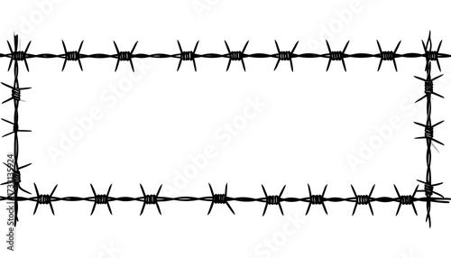 Barbed wire rectangle frame, blank space inside