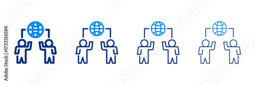 Networking Icon Set With Two Colors And Multiple Line Styles Vector Illustration 