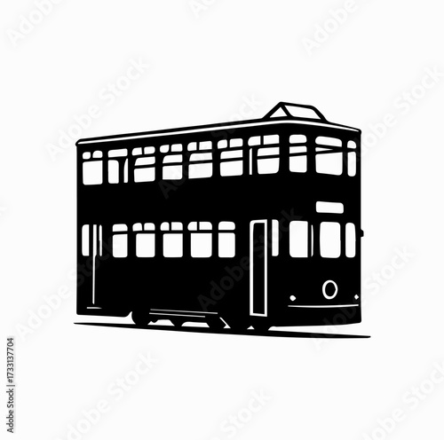 Hong Kong Tram (Ding Ding) Silhouette – Iconic Double-Decker City Transport