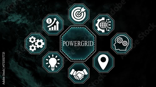 Conceptual powergrid technology represented with data visualization and iconography