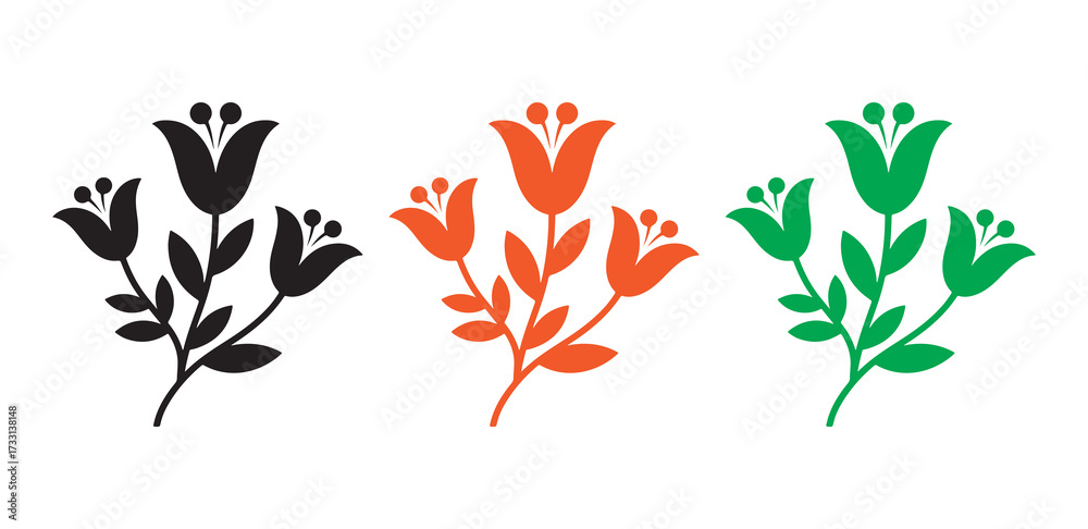 Fototapeta premium Vector flower icons in gradient color variations