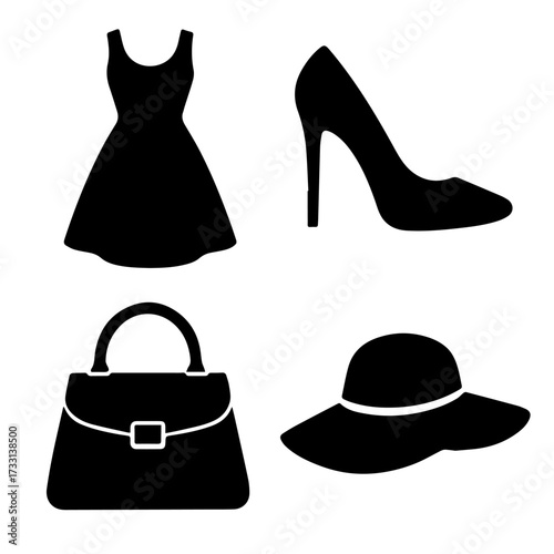 4 fashion icons vector graphic illustration