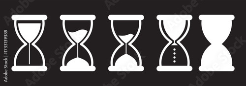 Hourglass icon set representing time management and countdown concept