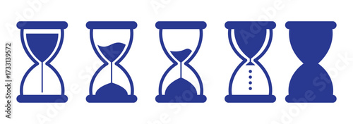 Hourglass icon set representing time management and countdown concept