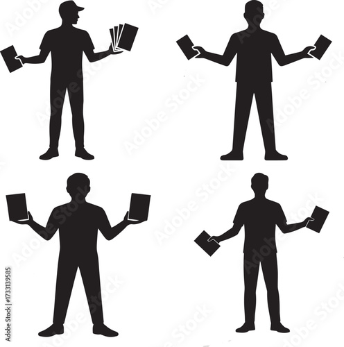 Silhouette of People Distributing Flyers and Handouts