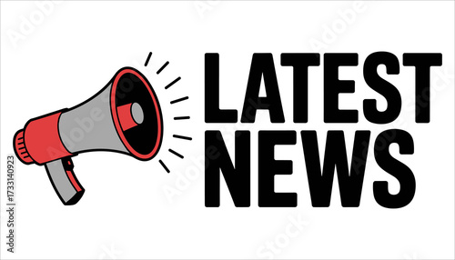 Breaking News Banner Vector, Megaphone Announcement Sign, Media Communication Poster, Latest News Illustration, Urgent Announcement Vector, Public Alert Advertising Design, News Flash Vector Graph.