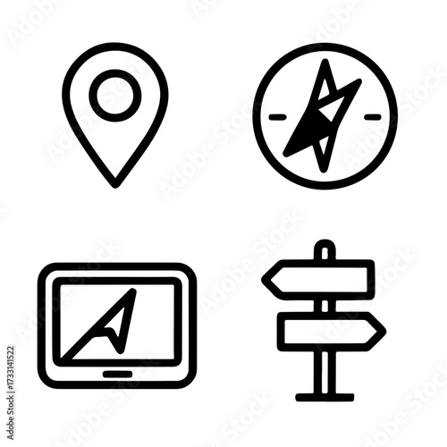 4 navigation icons vector graphic illustration